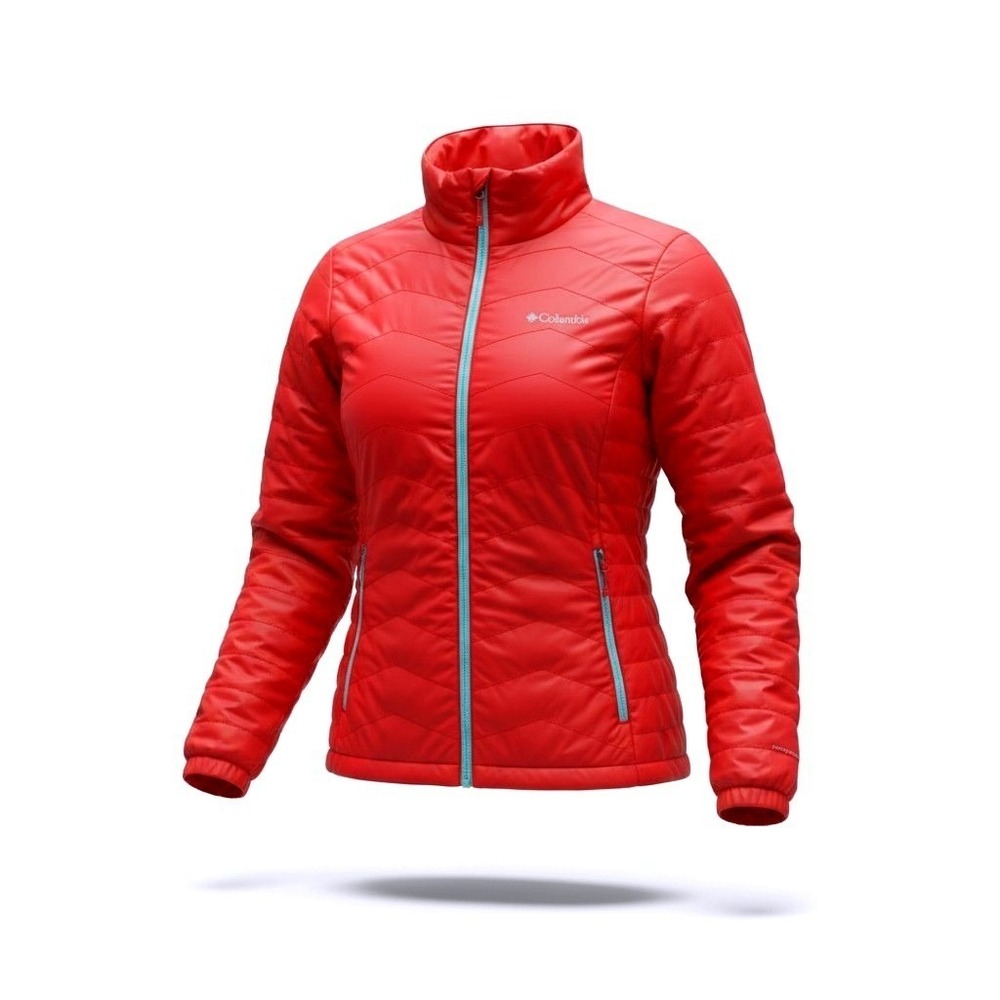 Columbia Puffer Jacket Women XL Red Omni-Heat Interchange Quilted Insulated Coat